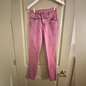 Skinny Stylish Pink Women's Jeans Butt lifting High waisted